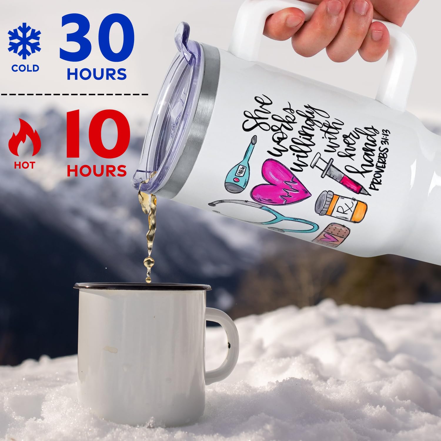 Yoiemivy Isolierte Weingläser Für Krankenschwestern – 340 Ml, Edelstahl, Mit Deckel & Strohhalm, 4 Stück