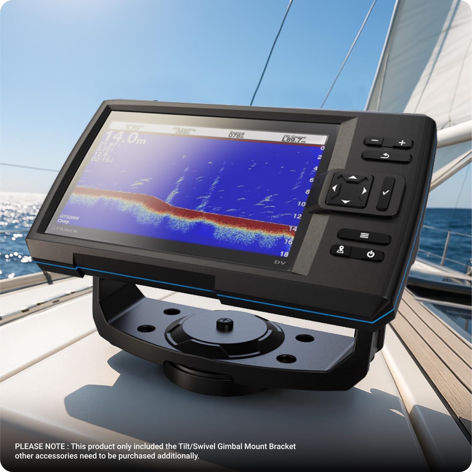TUSITA Fish Finder - Staffa e manopole per giunto cardanico inclinabile/girevole, compatibile con Garmin Striker 5cv 5dv 7cv 7dv 7sv, Vivid 5cv 7cv 7sv, ECHOMAP UHD2 5" 7" cv 010-12439-01