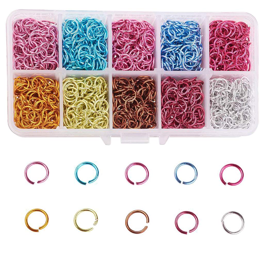 CALANDIS 10 Colors Aluminum Jump Rings Open Jump Rings Connectors Type A-10X1Mm