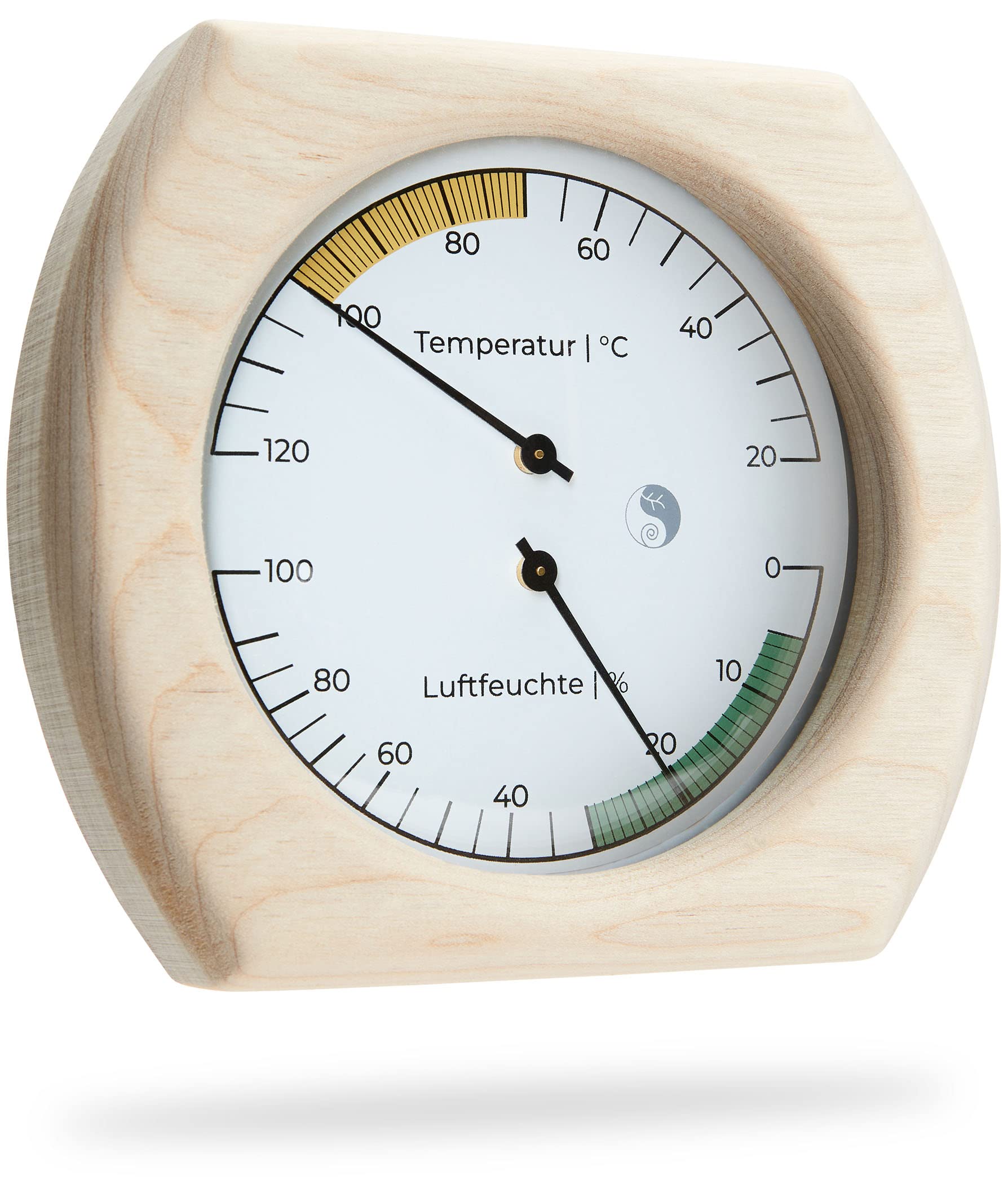 FSC zertifiziertes Sauna Thermometer Hygrometer (justierbar) - TÜV geprüft, hitzebeständig und präzise - hochwertiges Birkenholz - Sauna Zubehör Design: modern - rostfreies Montagematerial