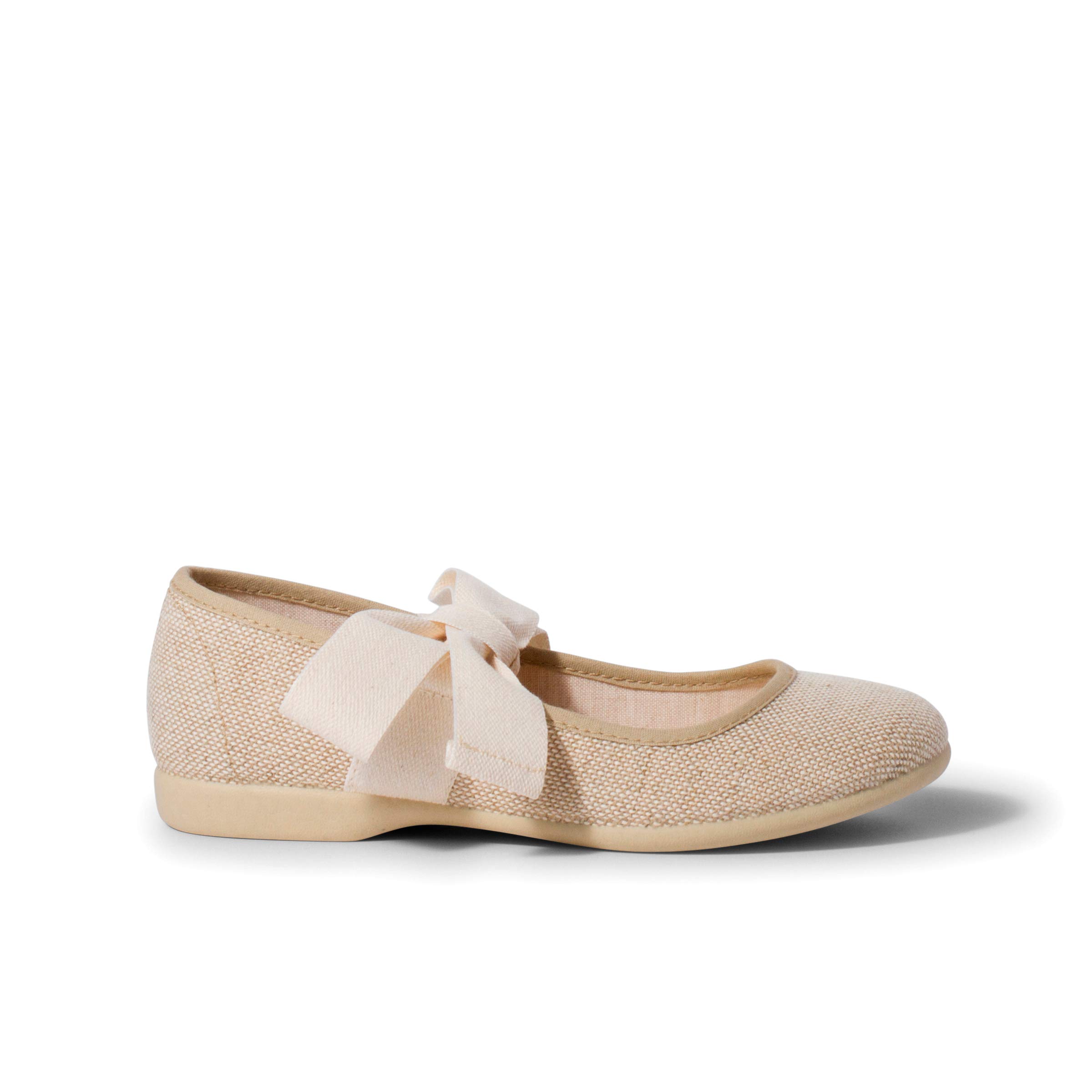 Pisamonas Scarpe con Cinturino Lino con Fiocco Ecru