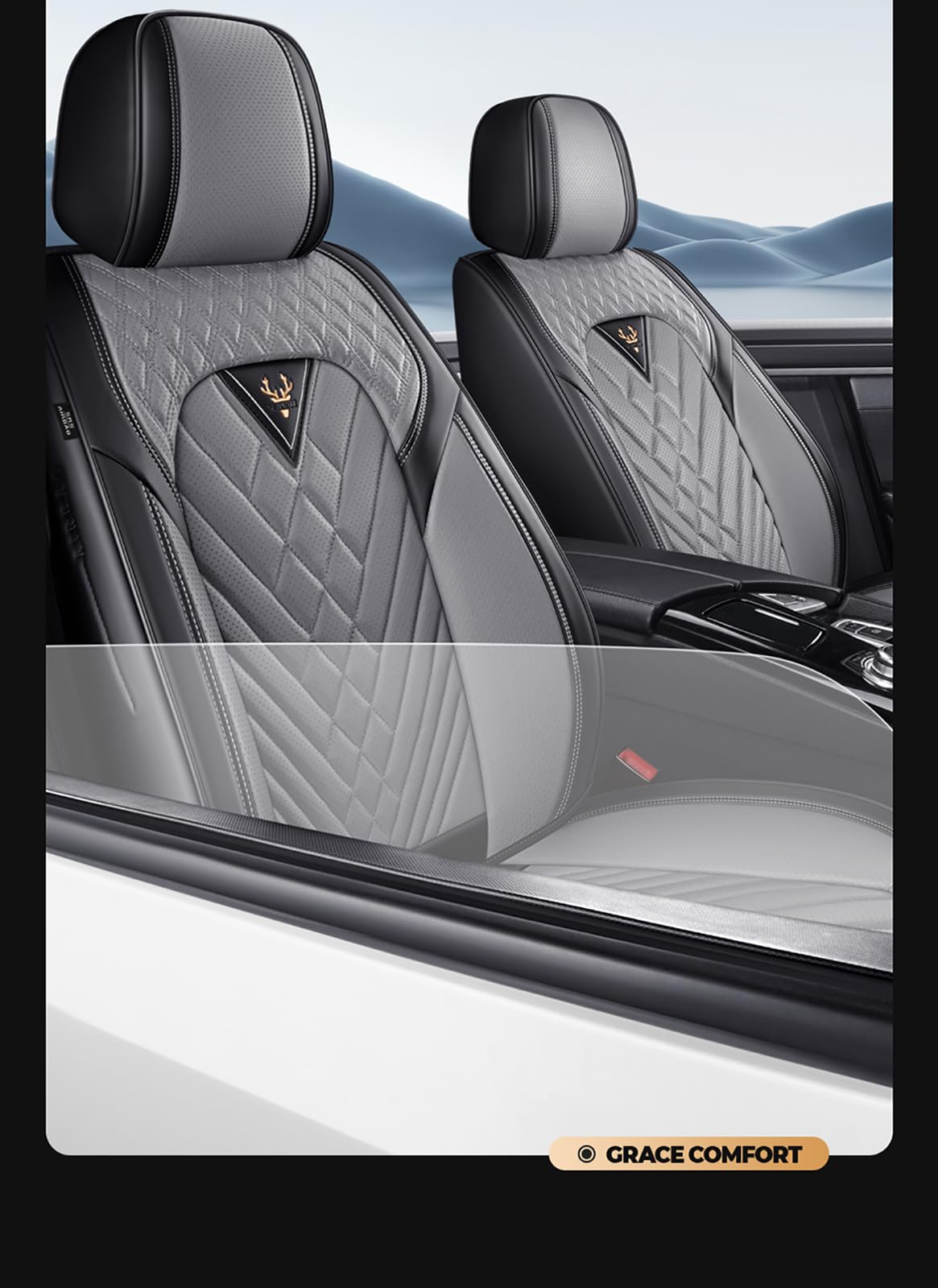 Fundas de Asiento de Coche Universales de Cuero para 5 Plazas – Compatibles con Mercedes-Benz CLA CLS GLA GLB GLC GLE Clase G GLS – Juego Completo para SUV y Berlina