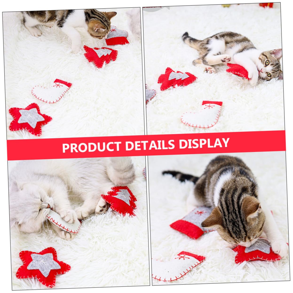Abaodam 4Pcs Christmas Cat Adorable Chew for Teeth Molar for Cats Durable Pet for Playtime Fun