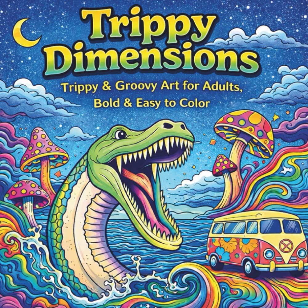 Trippy Dimensions: 50 Psychedelic Designs for Adults, A Bold, Easy-to-Color Book of Magical Worlds
