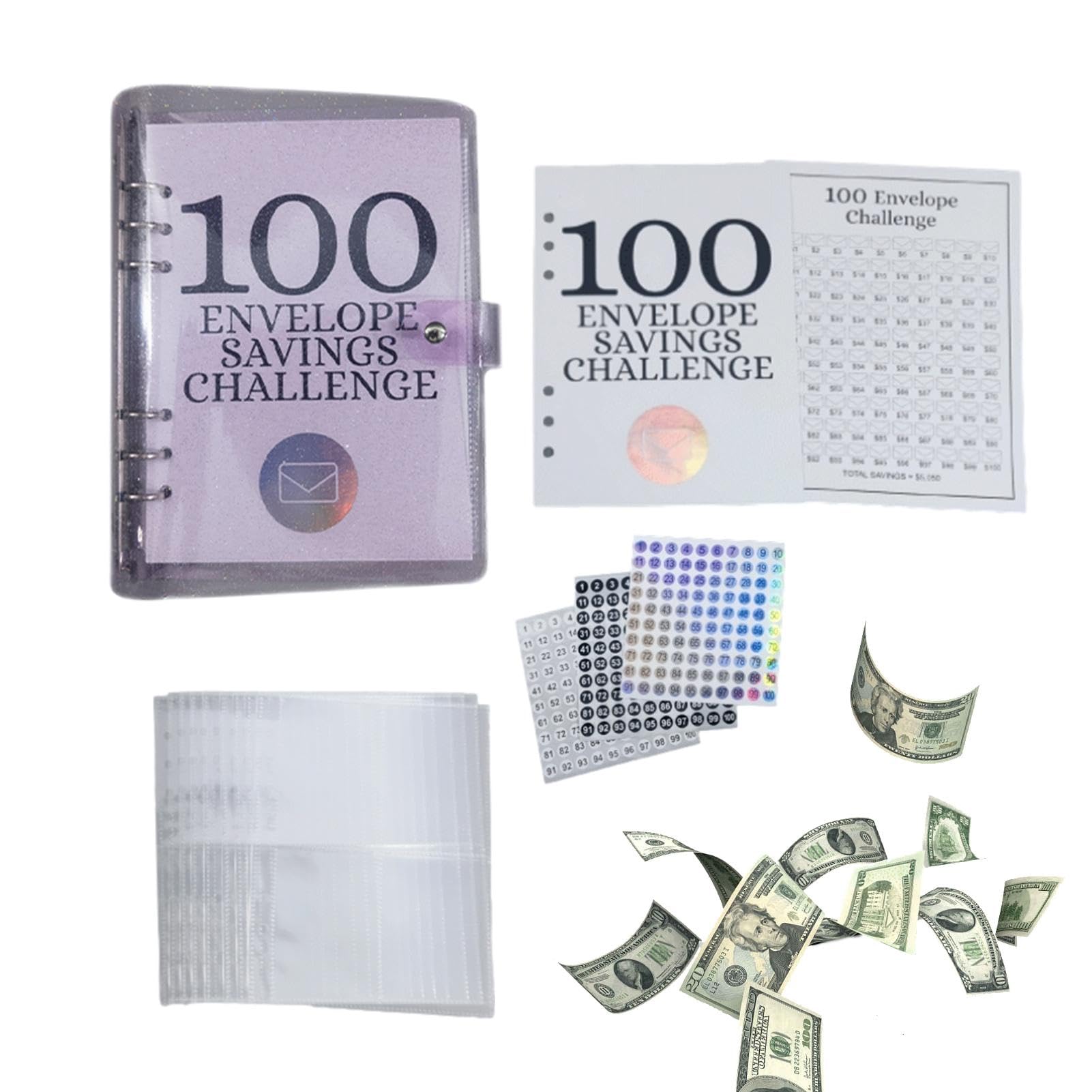 Libro Risparmio Con 100 Buste E Blocco Password – Organizer Contanti 17,8x10,9 Cm Per Budget E Sfide