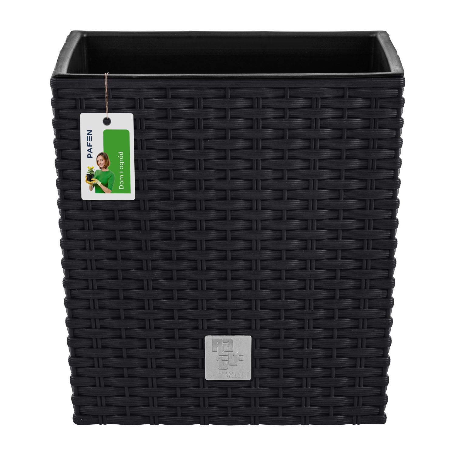 PAFEN Vaso Effetto Rattan In Plastica Antracite - Diametro 30 Cm, Altezza 27 Cm - Con Inserto Incluso, Per Interni Ed Esterni - 3