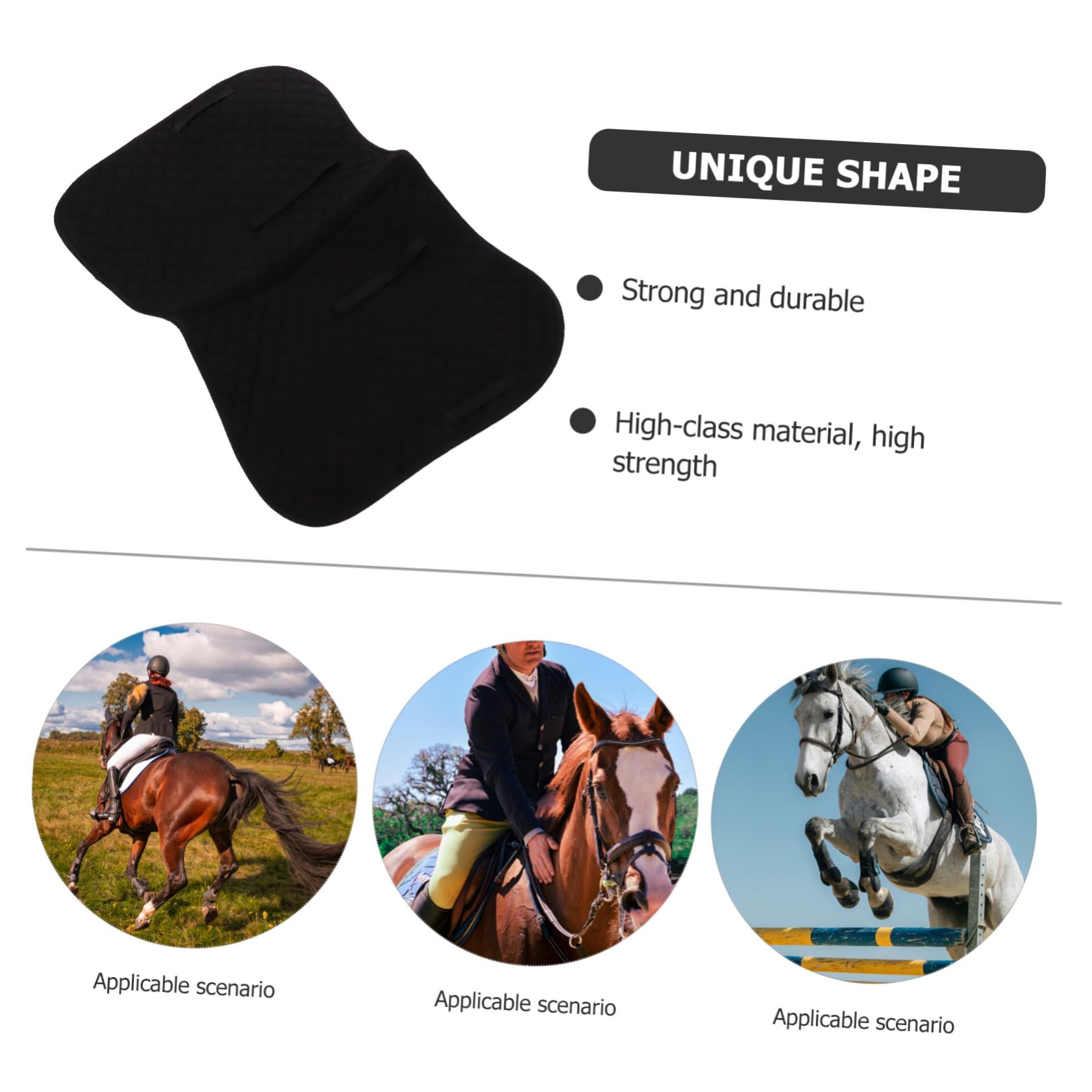 ibasenice Manta de Silla de Montar Occidental Antideslizante, Cómoda, Eva, Algodón y Poliéster, para Caballo, , Negro
