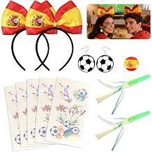 2026 Soccer Cup Couple Fan Kit, His &amp; Hers Soccer Supporter Set with National Flag Pin Badge for Men, Football Earrings for Women, 2 Hair Bows, 5 Stickers, 2 Green Whistles