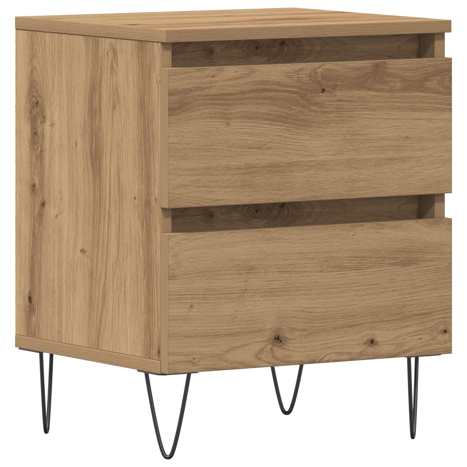 Homgoday Comodino in Rovere Artigianale 40x35x50 cm in Legno ingegnerizzato, Credenza Armadio, Armadietto da Pavimento Mobili Ufficio,Comodino Camera da Letto