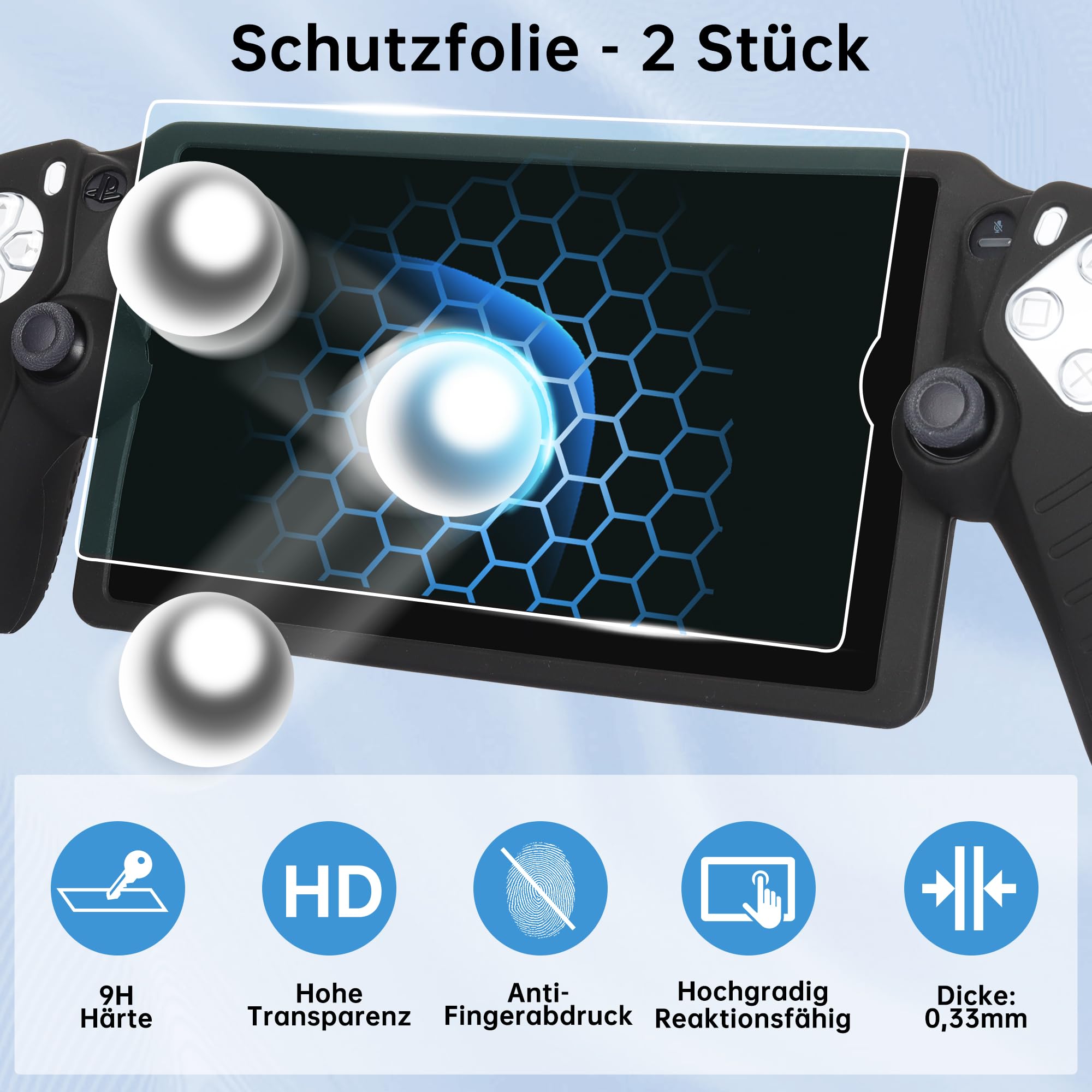 Kuject Custodia portatile per PlayStation Portal, con 2 pellicole protettive per lo schermo e 1 custodia protettiva in silicone a corpo intero, accessori per PS5 Portal Remote Player, fornisce
