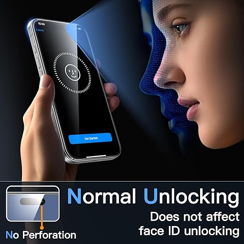 Vista 38 de JETech Protector de pantalla para iPhone 15 Pro Max de 6.7 pulgadas, película de vidrio templado con herramienta de fácil instalación, compatible