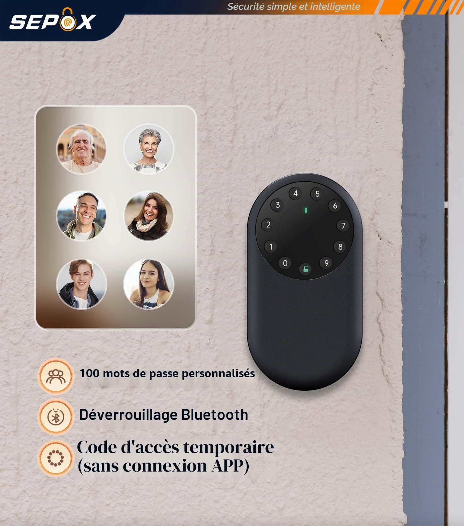 SEPOX Boîte à clés intelligente, Coffre à clés portable et fixé au mur pour l'extérieur avec contrôle Bluetooth et application – Aluminium résistant aux intempéries
