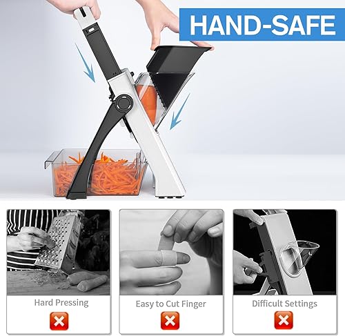 Miniatura 2 de (Todo en 1) Versión mejorada Cortadora de mandolina para cocina y mandolina ajustable. Cuchilla desmontable, cortador de verduras de cocina, corte,