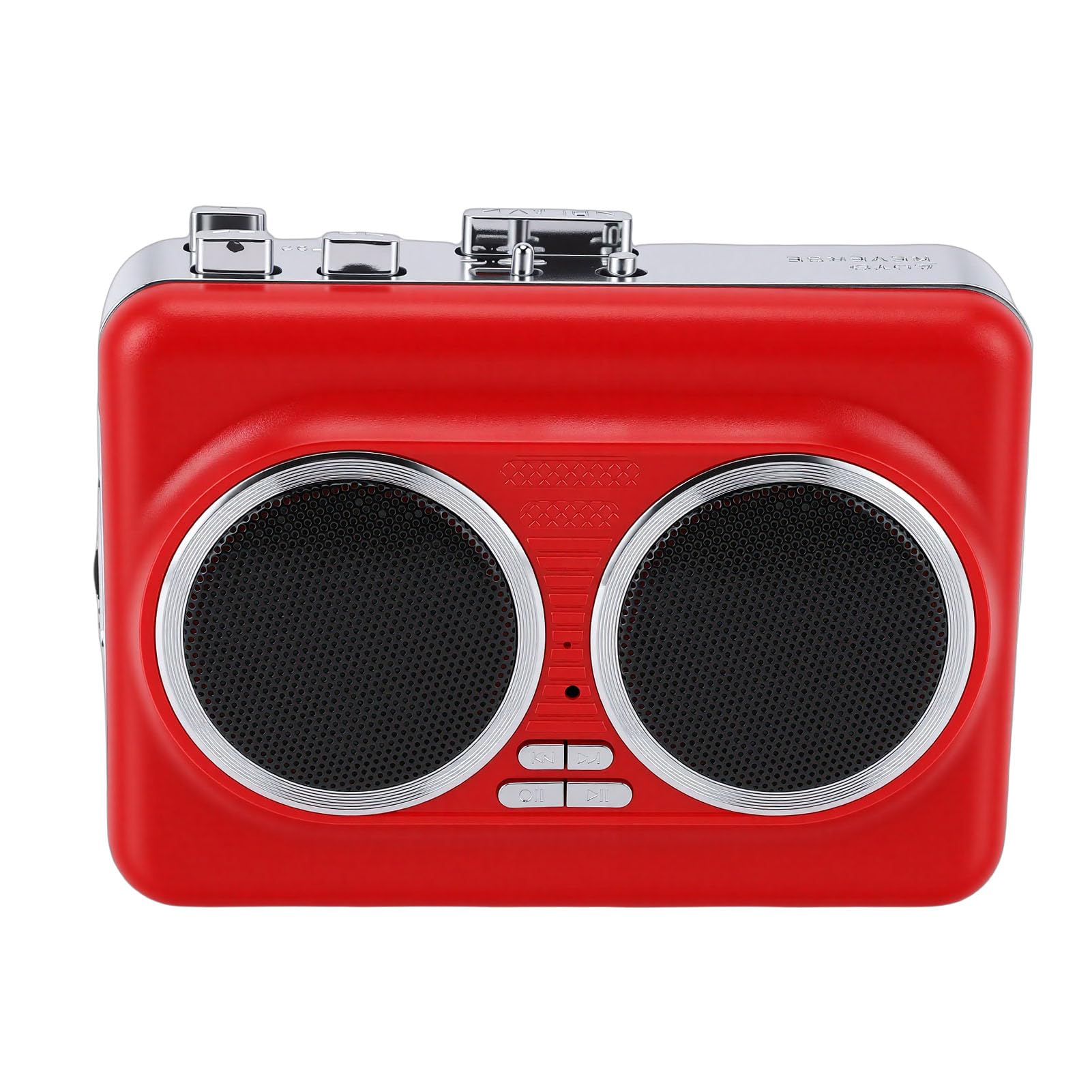 Generic Lettore di Cassette Portatile con Doppi Altoparlanti e Conversione USB per Amanti della Musica, Plastica Rossa, Design Compatto