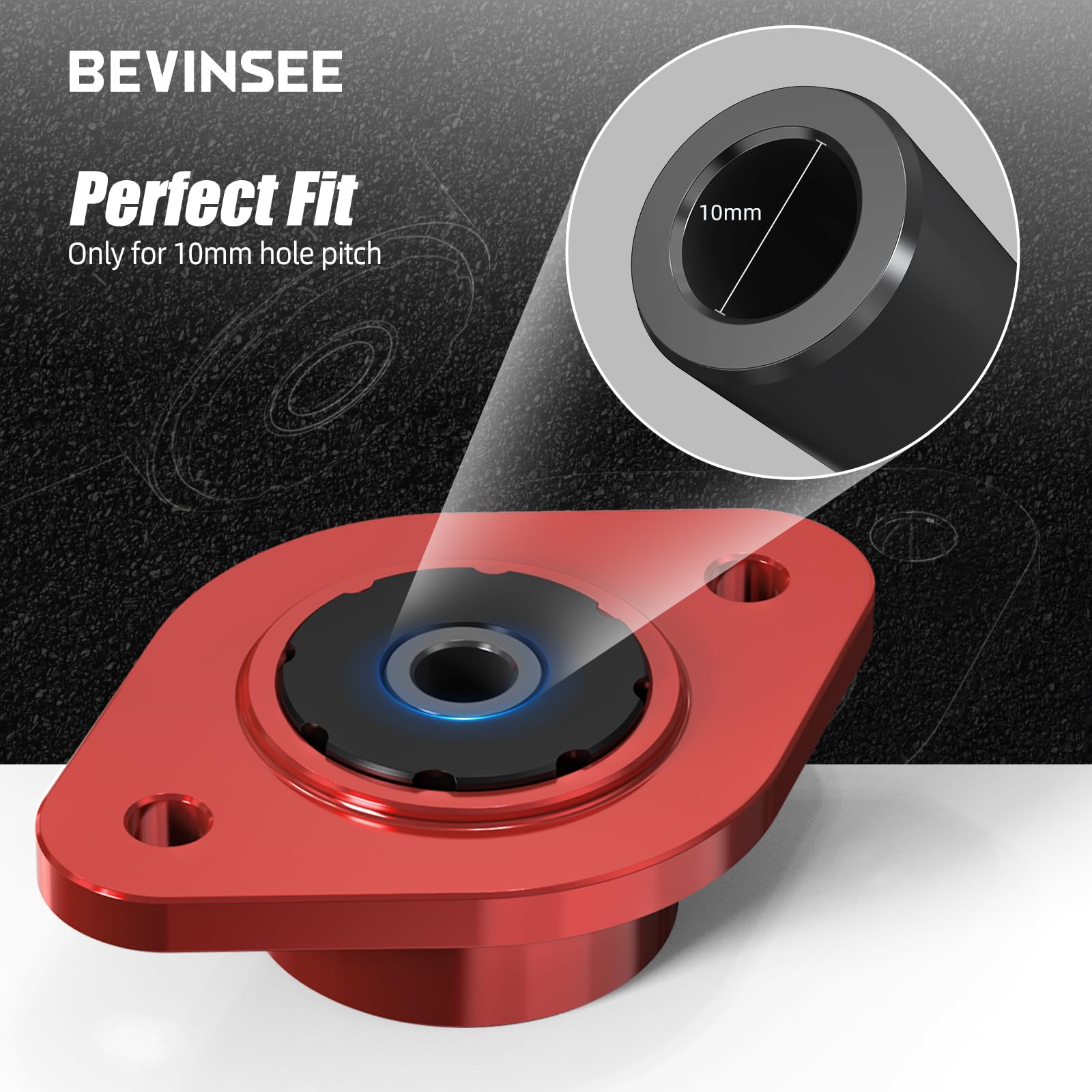 Bevinsee 10 mm Aluminium-Stoßdämpferhalterungen mit Poly-Buchsen, Compatible with E30, E36, E46, E85, E86, Z3, Z4, M3, 320i, 323i, 325i, 328i, 330i, Replacement for 33521092362, 33521137972, Rot