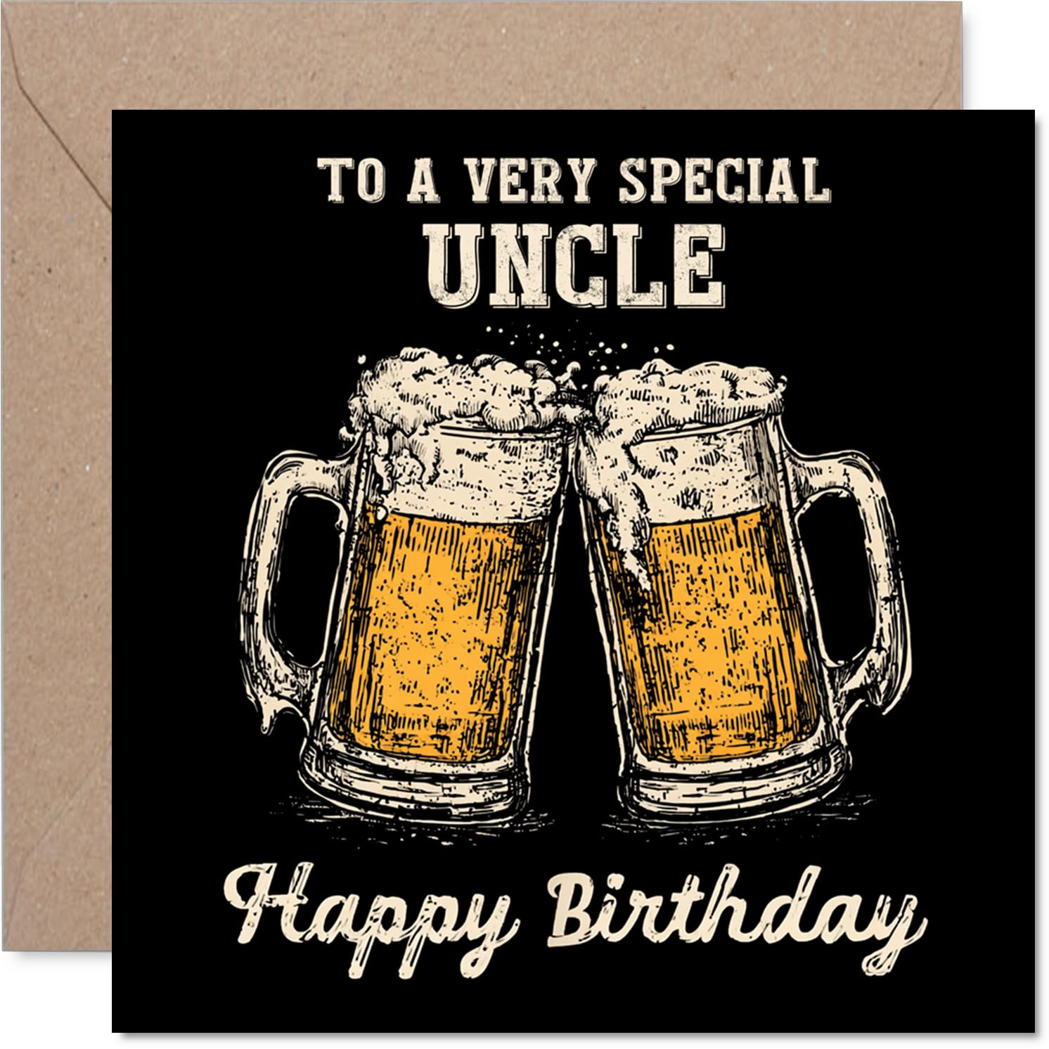 Uncle Birthday Card - Bday Beer - Happy Birthday Card for Uncle from Nephew Niece, 145mm Cheers Beer Greeting Cards