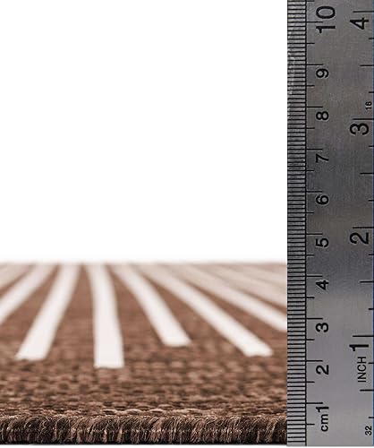 Miniatura 4 de Unique Loom Outdoor Modern Collection - Alfombra de área - Tambor (2 pies x 4 pies 1 pulgada, marrónmarfil)