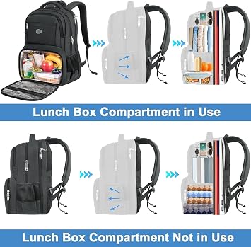 MATEIN 17 Inch Laptop Backpack with Lunch Compartment,Large Travel Rucksack