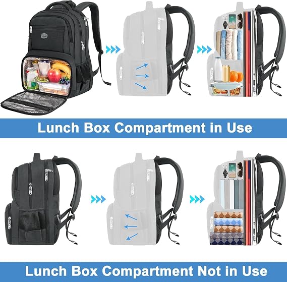 MATEIN 17 Inch Laptop Backpack with Lunch Compartment,Large Travel Rucksack