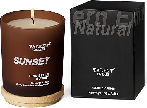 Velas aromáticas para el hogar, cera de soja natural, vela perfumada para aliviar el estrés y relajación, puesta de sol de playa rosa, tarro