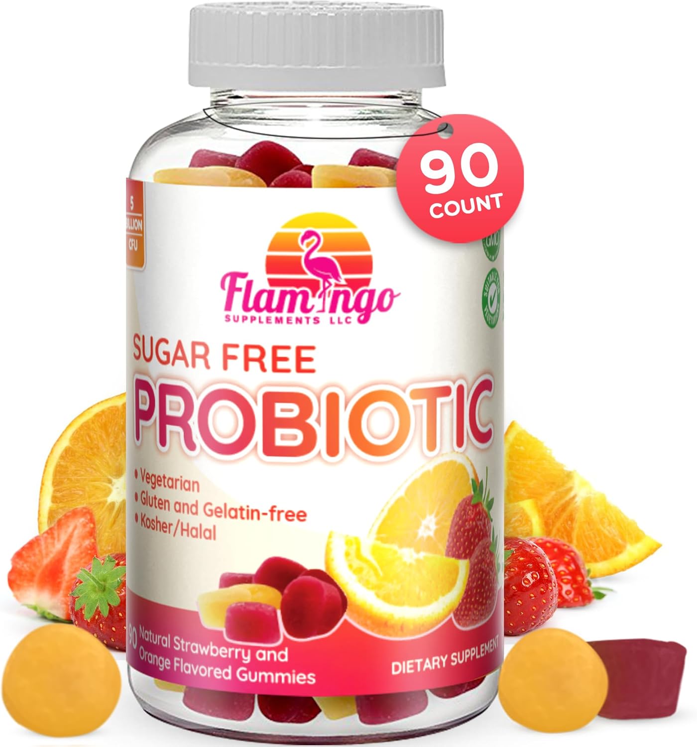 Probiotic Gummies Sugar Free- 3 Billion CFU Reduce Gas, Bloating – Probiotics for Women, Kids and Mens Probiotic- Bacillus Coagulans- Natural, Vegan, Vegetarian, Kosher, Halal –90 Gummy Probiotics