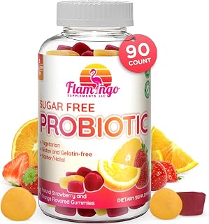 Flamingo Supplements Sugar-Free Probiotic Gummies 3 Billion CFU Bacillus Coagulans - Vegan Kosher Halal Digestive Support 90 Ct