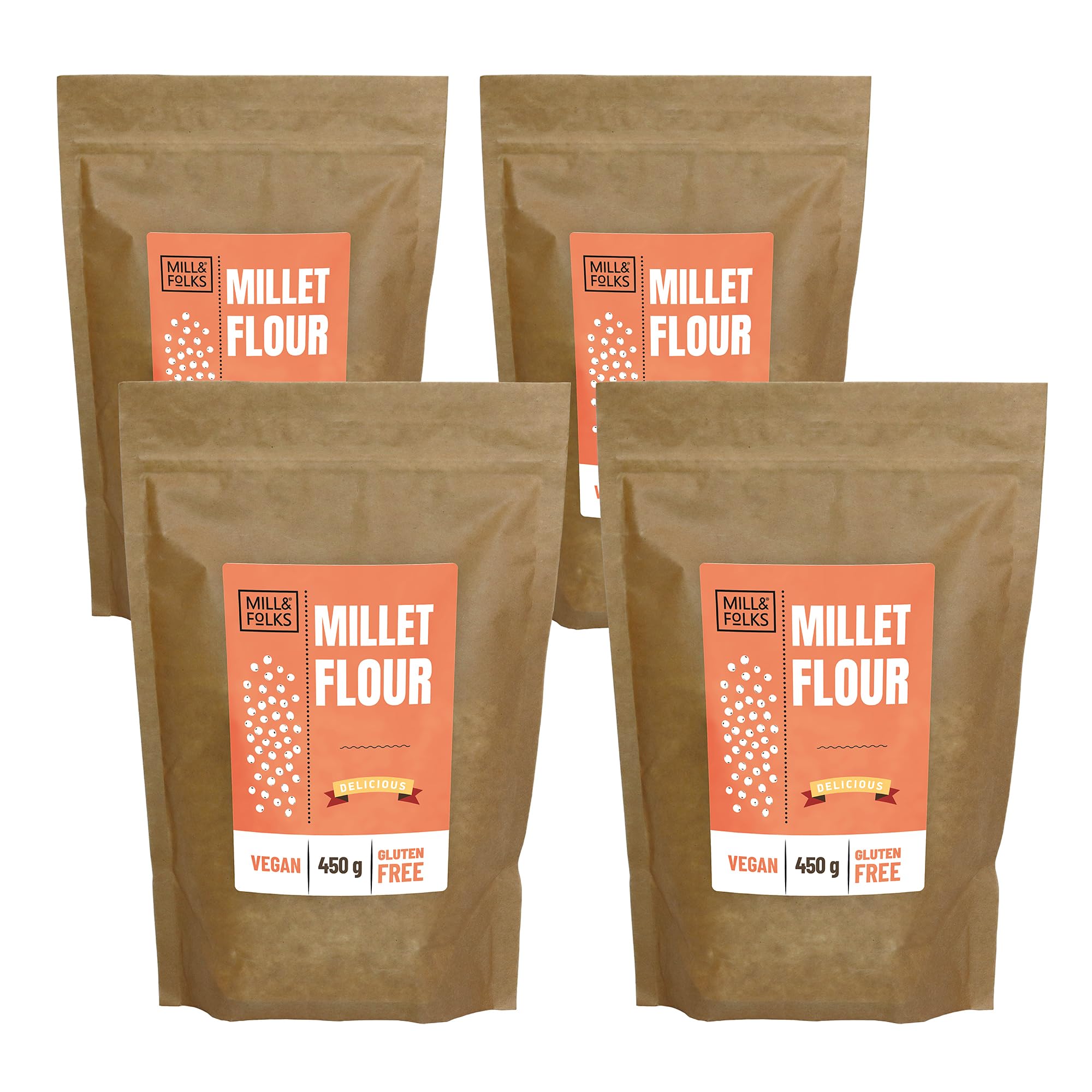 Mill & Folks Farine de millet 4 x 450 g | Végétalien et sans gluten