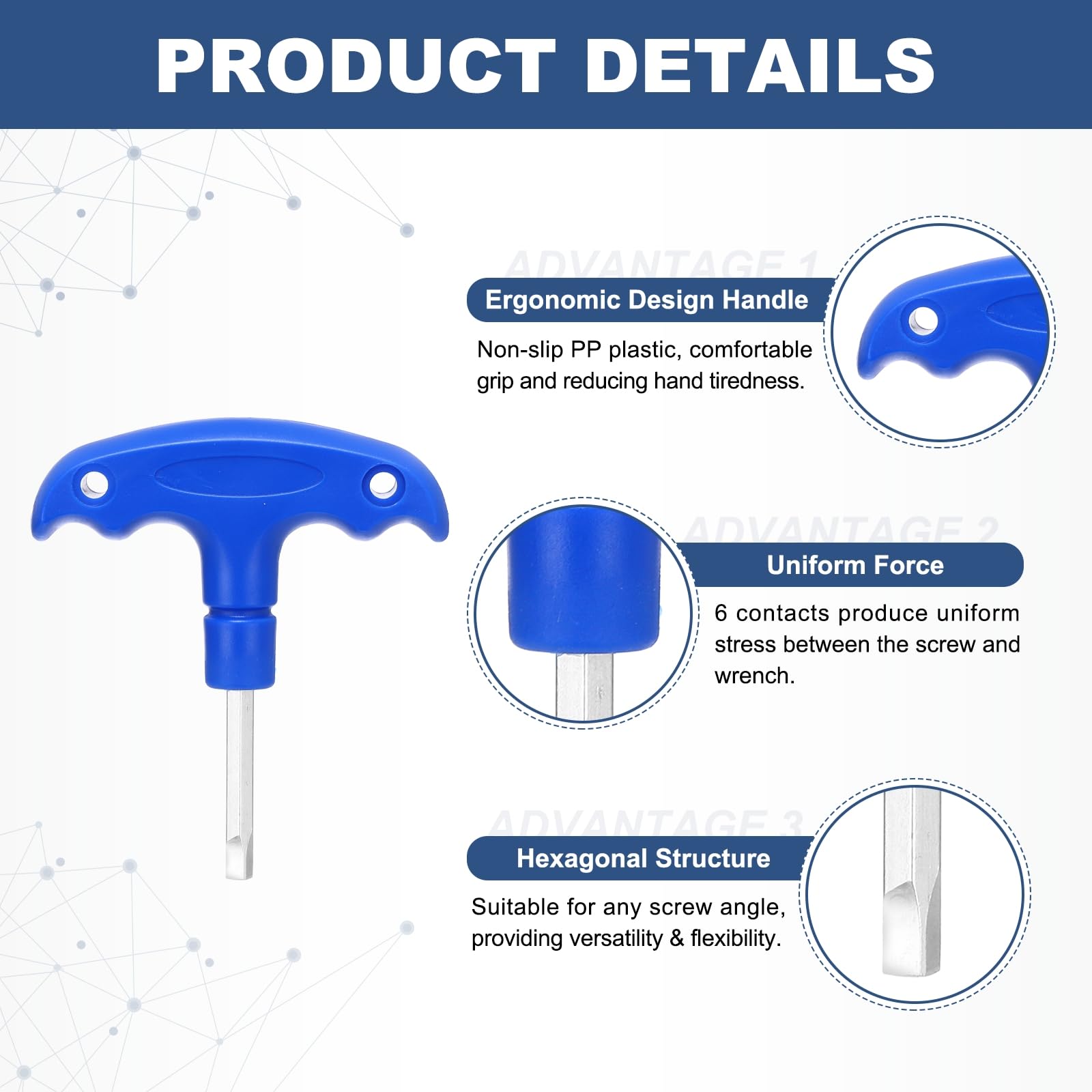 sourcing map Golf Spike Wrench Tool 3.9mm Golf Torque Wrench Stainless Steel Golf Head Adjustment Tool Golf Driver Torque Tool with Square Tip for Golf Driver and Head Weight, Blue