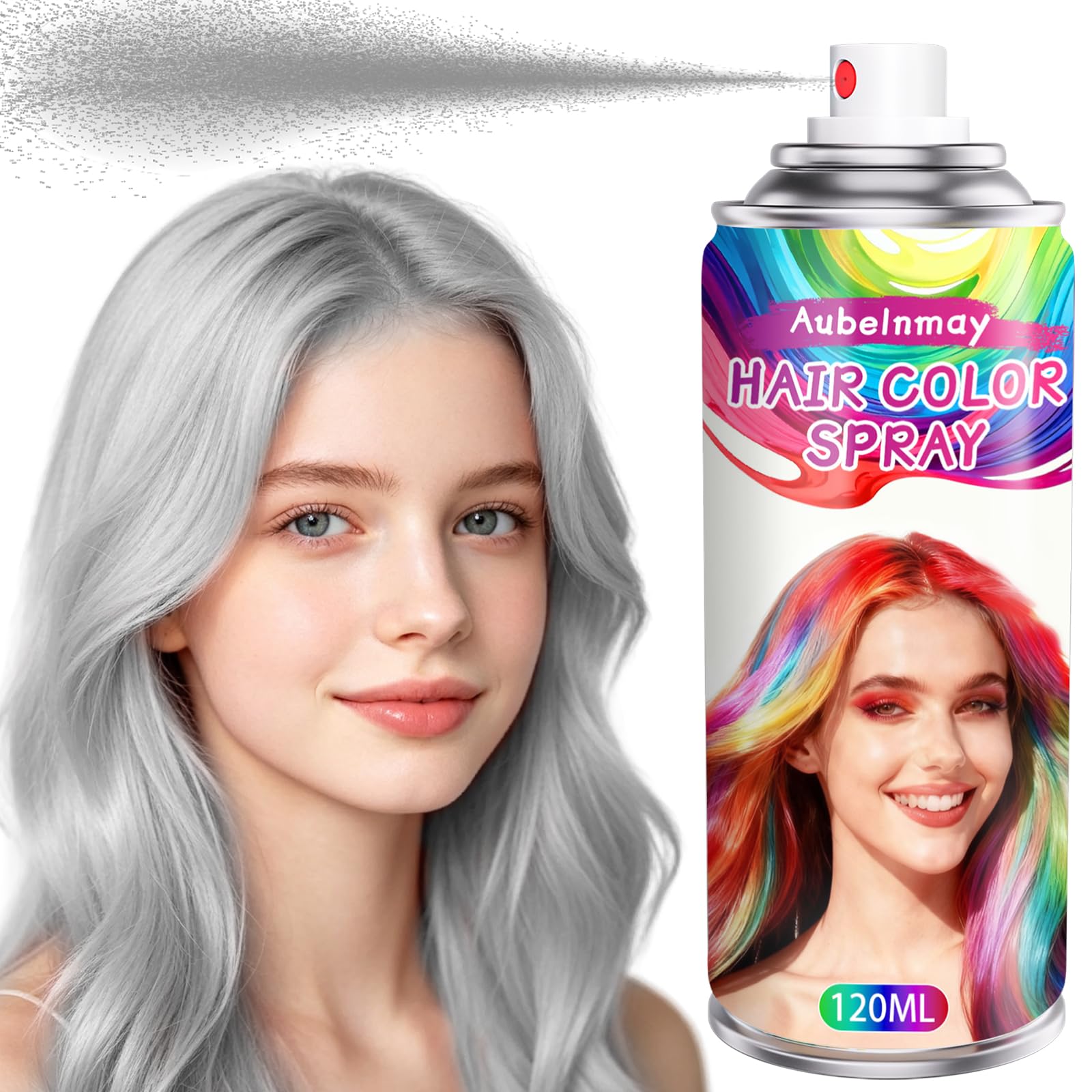 Silver Gray Hair Spray, For Kids Women Men, Temporary Hair Dye Washable Hair Color Wax No…