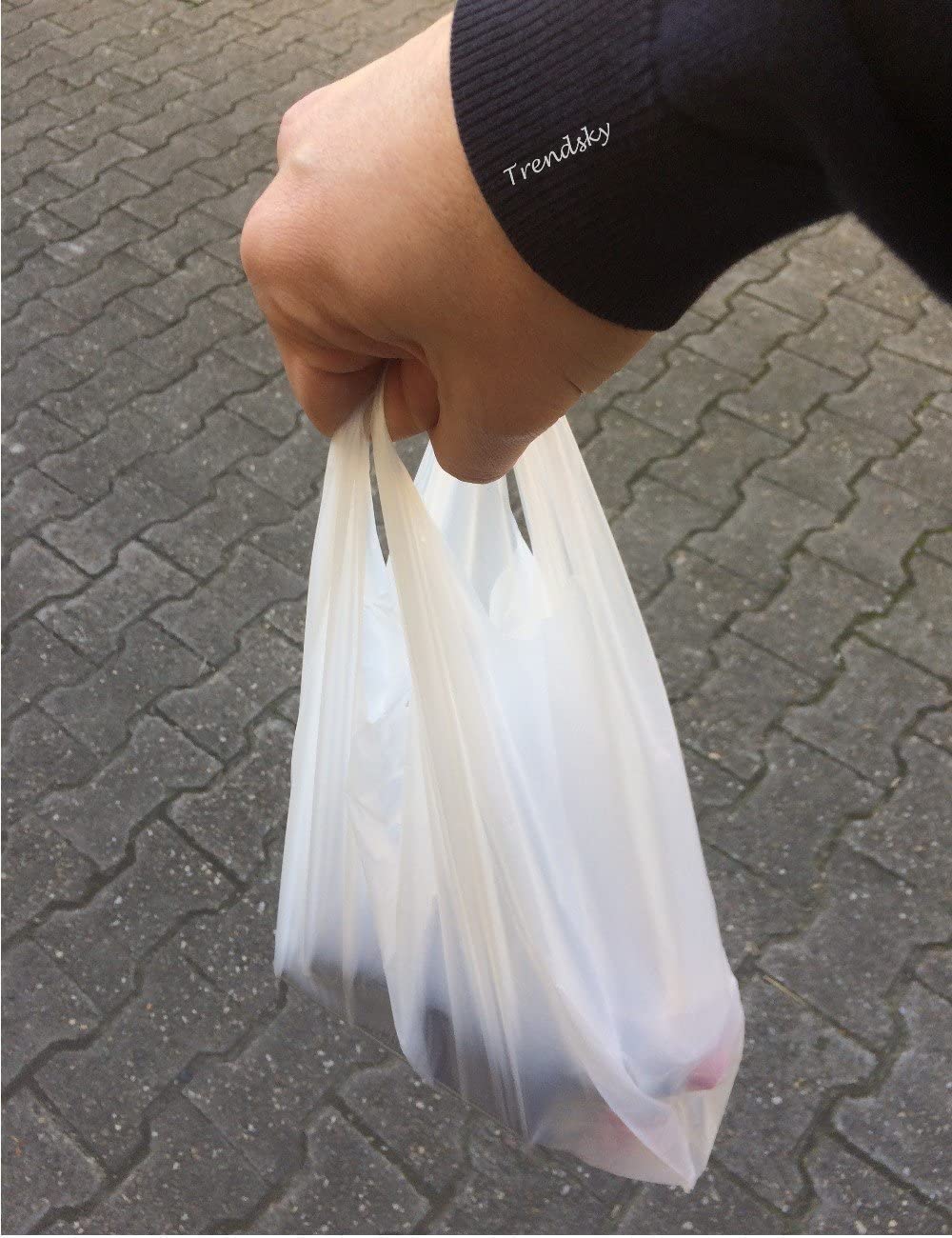 Lot de 100 sacs en plastique extra résistants - 300 x 180 x 550 mm - Blanc - Convient pour un usage alimentaire