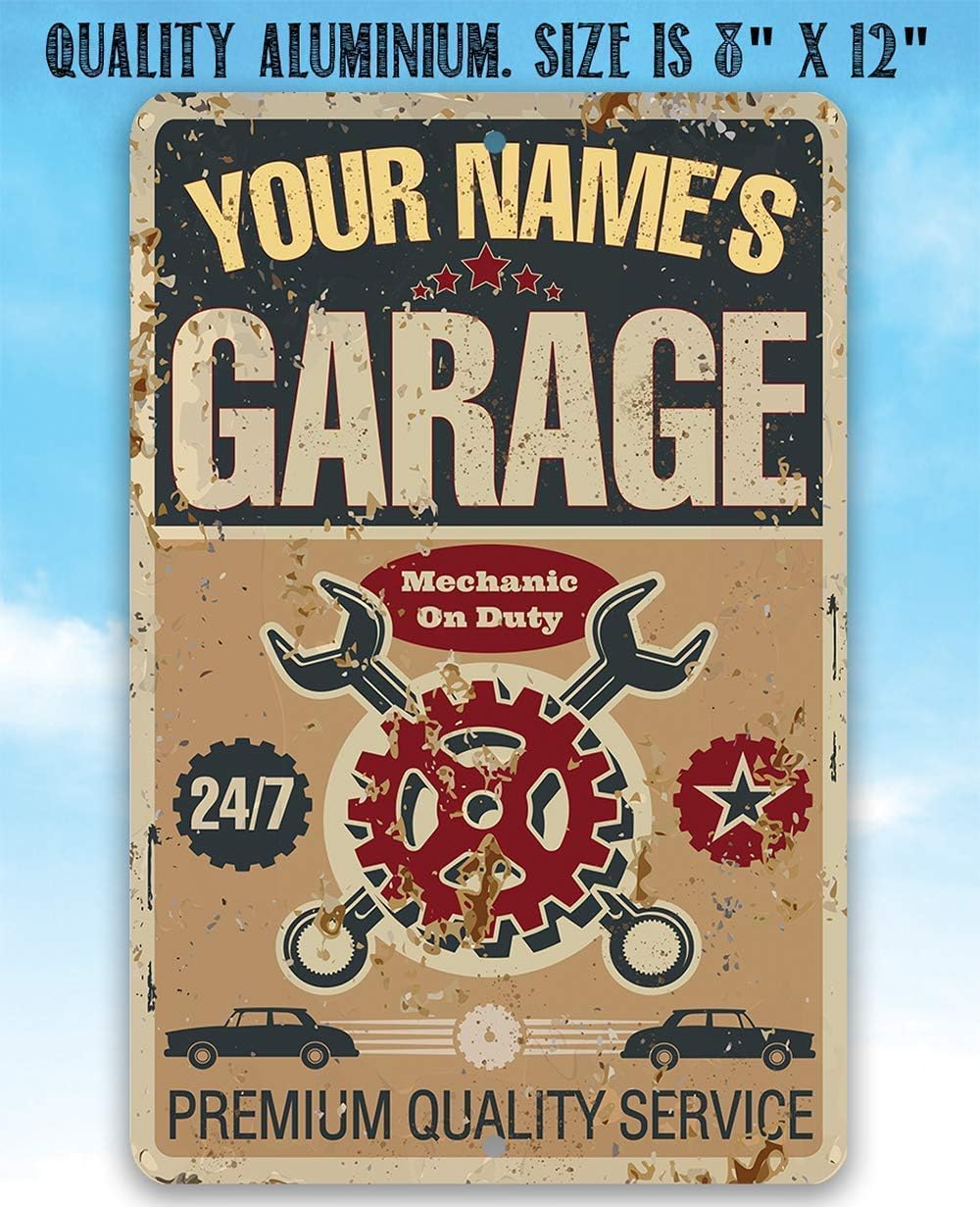 Funny Garage Signs for Men - Personalized - Garage - Vintage Metal Sign - Use Indoor/Outdoor - Garage Decor for Men, Repair Shop, Man Cave Decor, Garage Accessories for Men