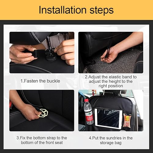 Miniatura 5 de Hanemia Paquete de 2 organizadores de respaldo de asiento de automóvil, almacenamiento de asiento trasero con soporte de pantalla táctil, protector