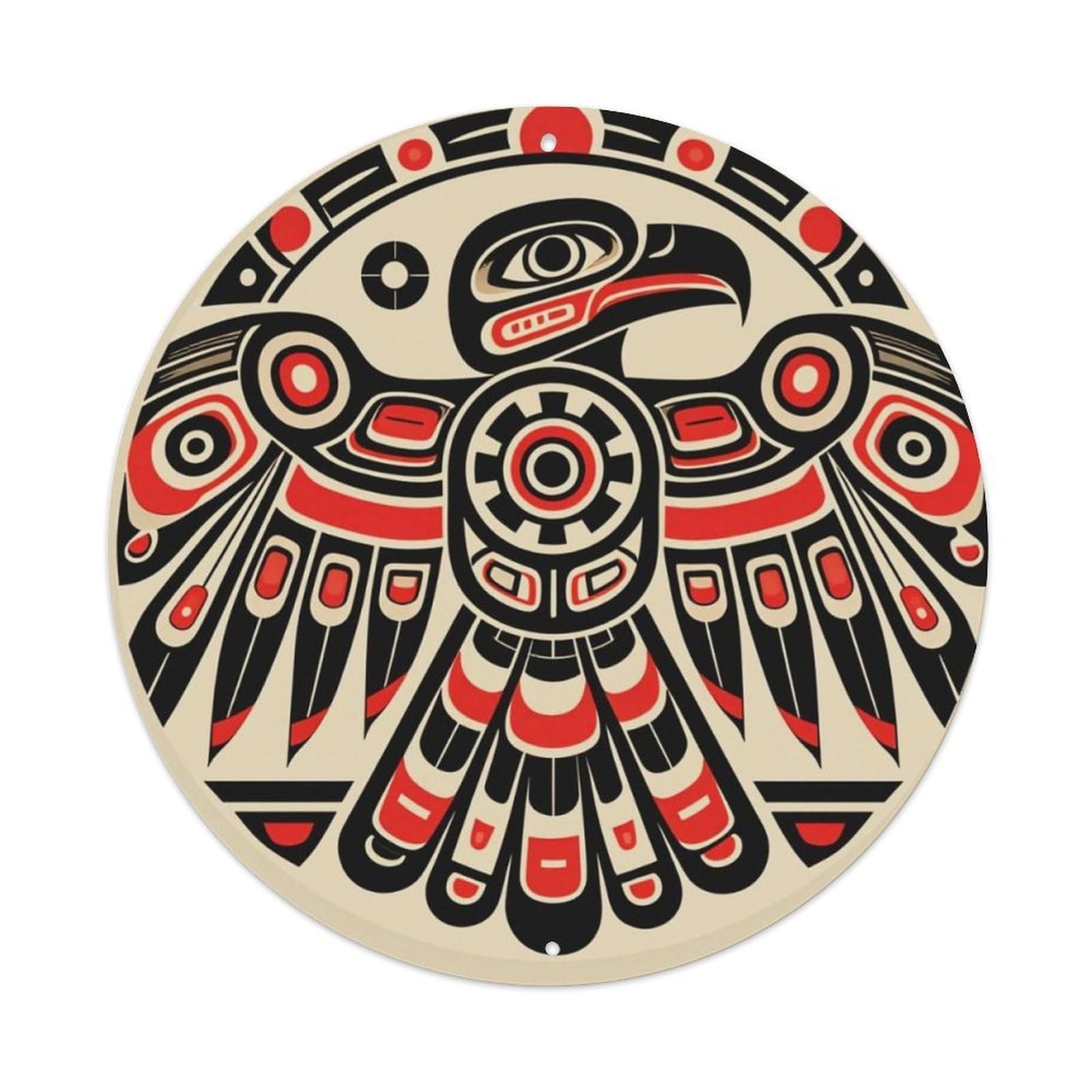 Ldfuieksufg Style Native Tribal Thunderbird Pattern Sign Vintage Aluminium Metal Sign, Retro Wall Decor For Home, Bar, Garage & Farmhouse 20X20cm