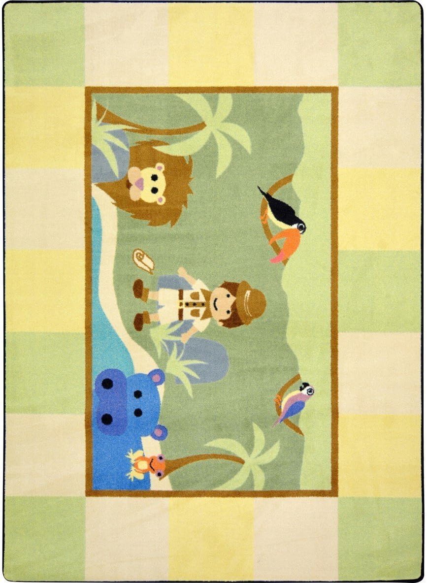 Joy Carpets Lil' Explorer Rug, Multi, 5'4" x 7'8"