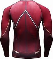 Vista 2 de Red Plume Camiseta deportiva de compresión para hombre, camiseta de manga larga Cool Lightning Running