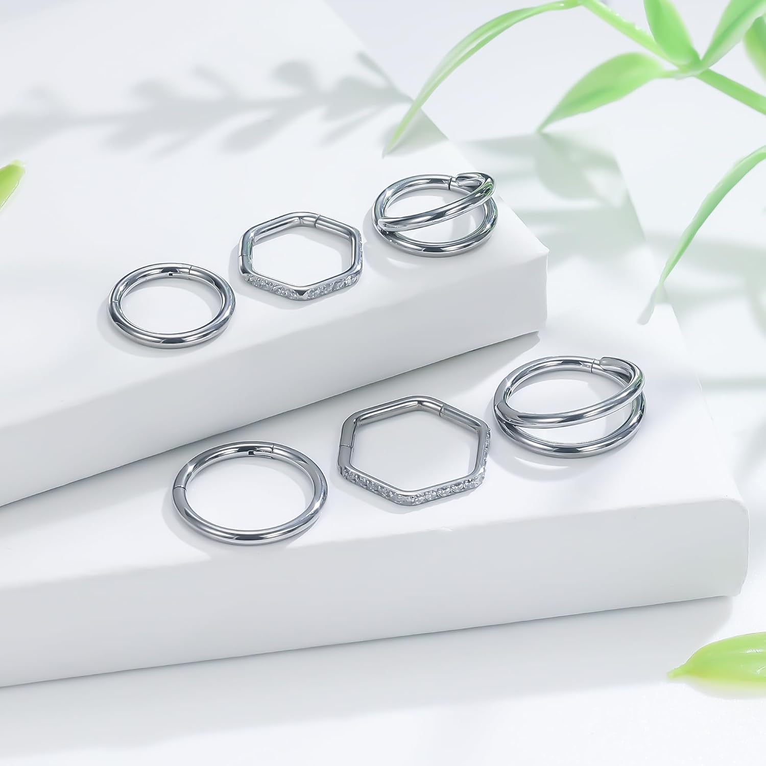 Ruifan ASTM F136 Titanium Nose Rings Hoops for Women 20G 18G 16G Clicker Hinged Septum Nose Ring Lip Helix Cartilage Hoop Earring Daith Rook Conch Body Piercing Jewelry for Women 8mm 10mm 3PCS - Image 5