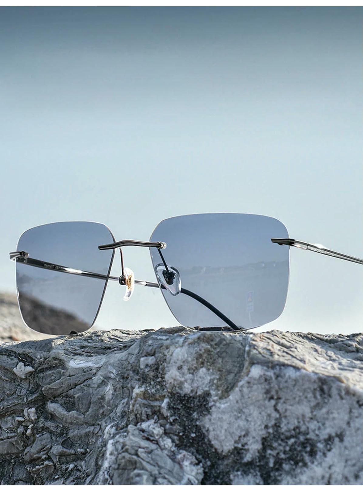 Occhiali da Sole Fotocromatici in Titanio Puro Guida Polarizzati Senza Montatura Uomo Ultra Leggeri Uv400 tonalità di Marca-a - 5