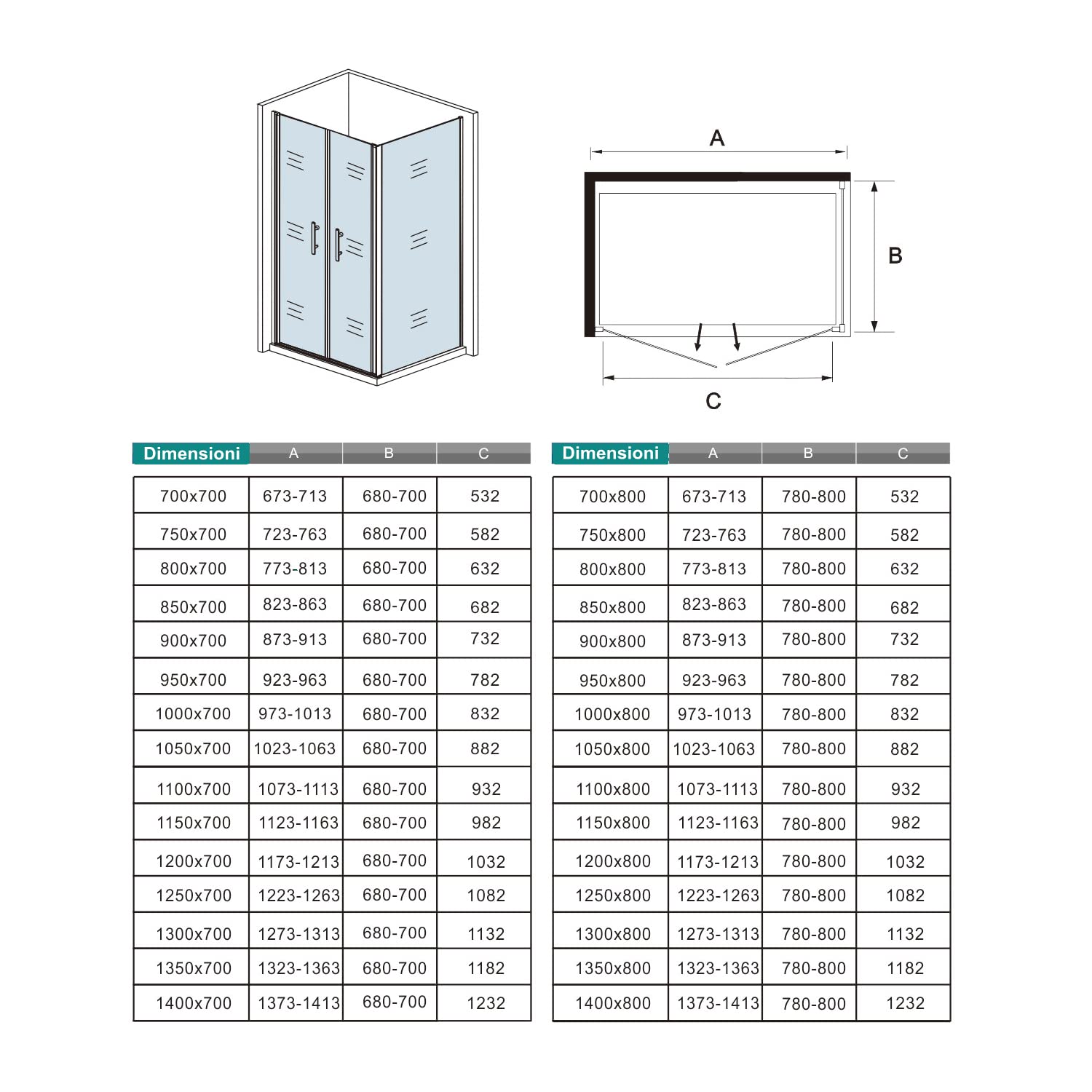 195 cm Box Doccia Angolare Porta Battente Saloon 90 cm Parete Fissa 70 cm Vetro da 6 mm Temperato Anticalcare Barra Stabilizzatrice 45 cm Cromo Lucido