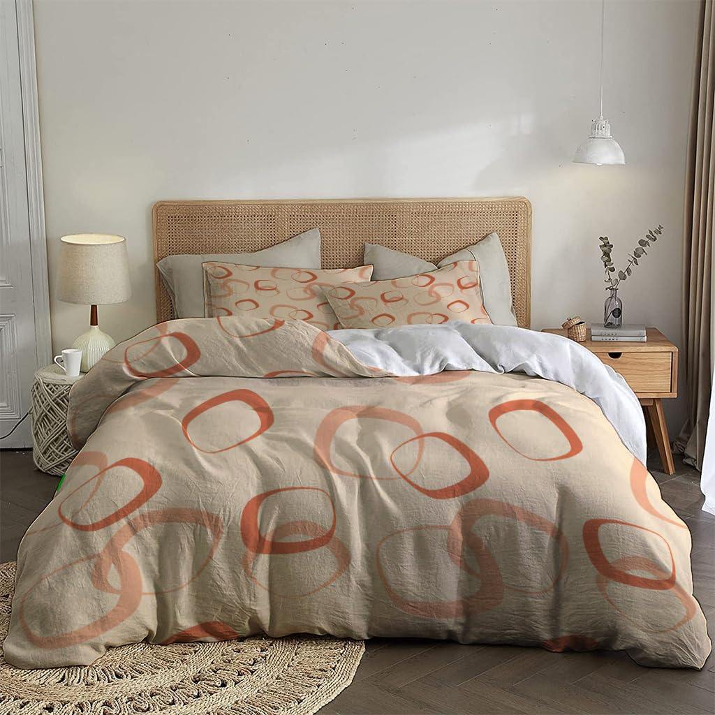NIBAINLO 布団カバー60～70年代のレトロスタイルの抽象的な幾何学的形状 肌に優しい ピーチスキン加工 掛け布団カバー 和式 洋式 あったか 布団カバーセット リバーシブル ホームステイ ホテル 家庭兼用