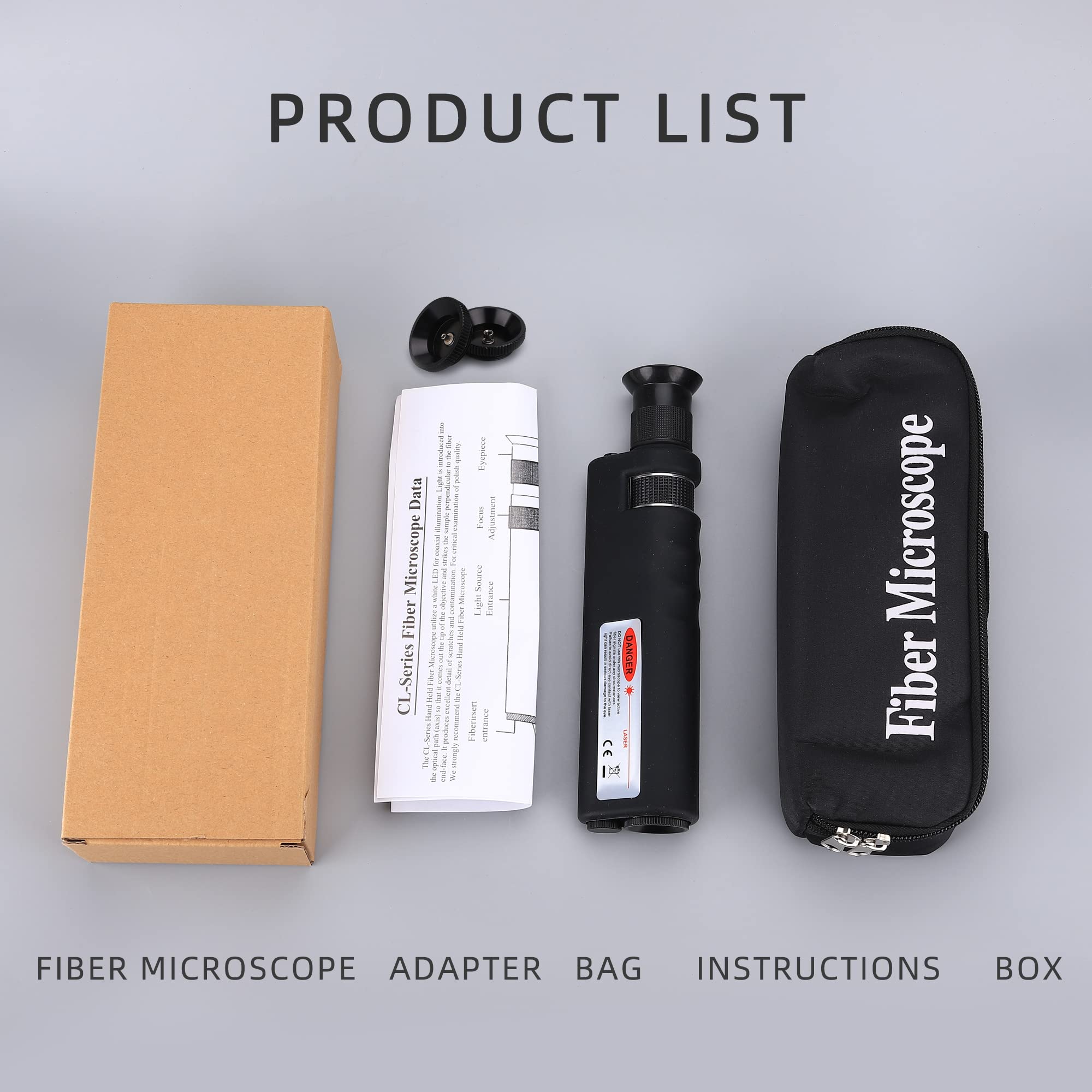 Mikroskop ręczny z inspekcją światłowodową zawiera adapter 2,5 mm i adapter 1,25 mm