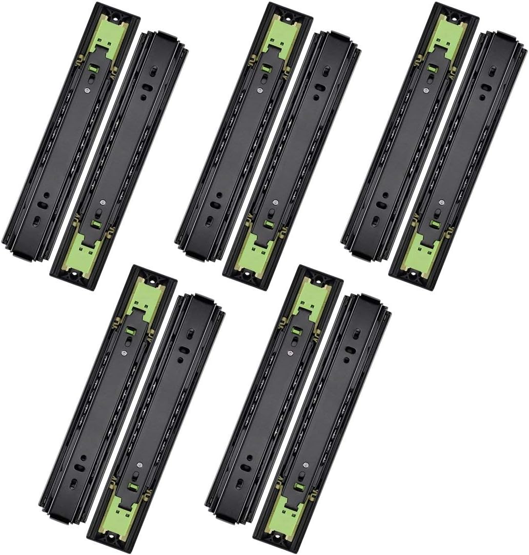 Suреr Chеар 🛒 VADANIA 24 Inch Push to Open Drawer Slides, VF1245, Ball Bearing, Side Mount, 3-Fold Full Extension, Heavy Duty 100lb Load Capacity, Black, 5 Pairs (10-Pack)
