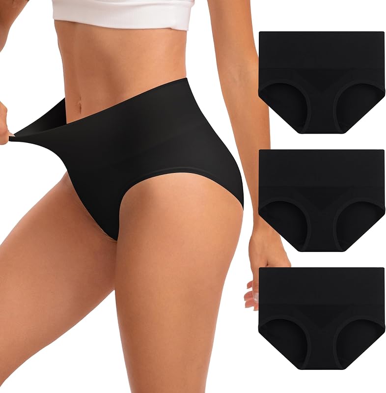 INNERSY Shapewear for Women Tummy Control Compression Panties 3-Pack | Body Shaper Underwear, Mid Rise Briefs, Belly Control, Cotton Crotch, Stretch Waistband
