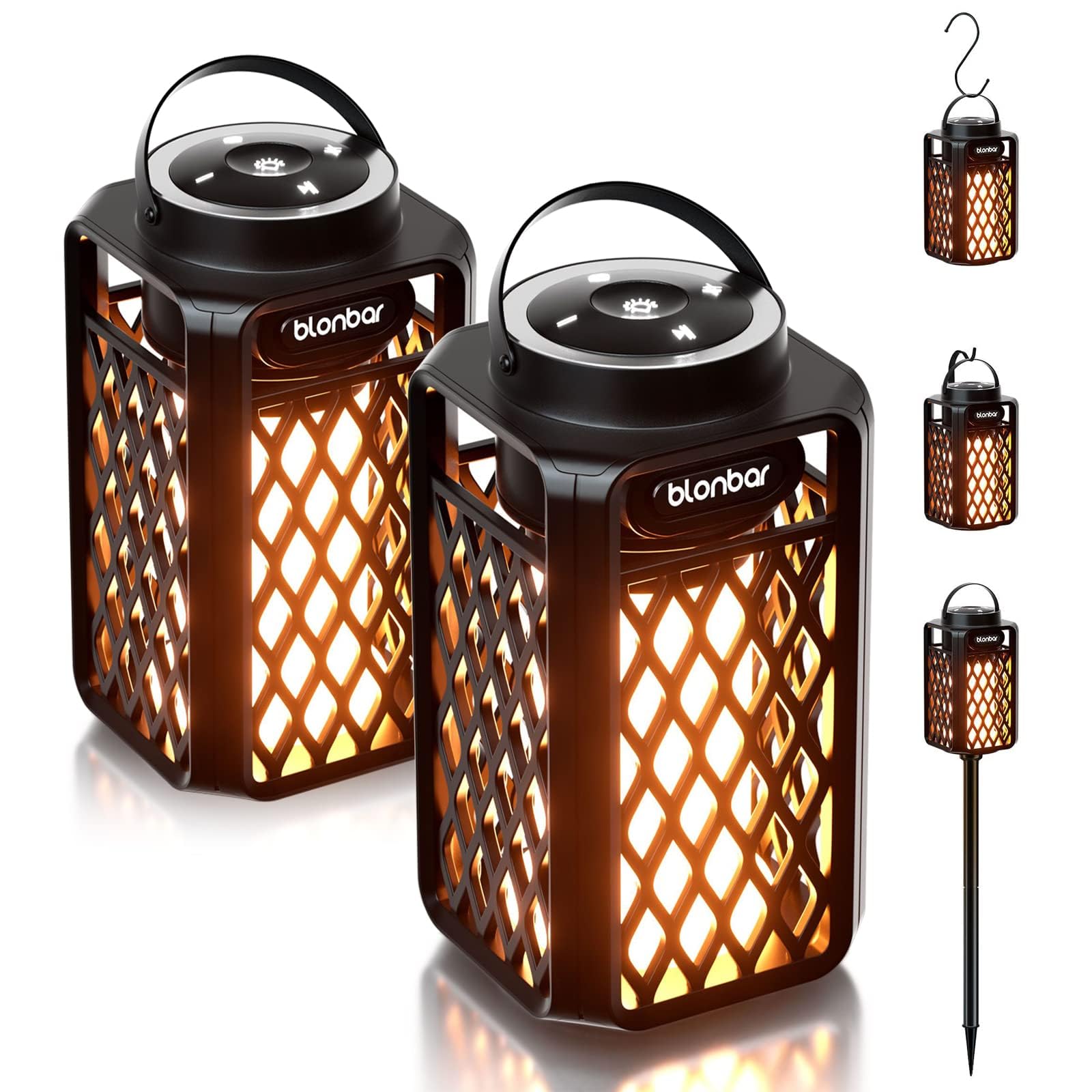 blonbar Bluetooth Lautsprecher mit Flammenlicht, IP65 Wasserdicht Outdoor Lautsprecher & Taschenlampe für Terrasse, Garten,Geschenke für Männer, Frauen (2)