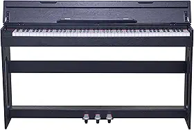 VEDO Piano digital com teclado de 88 teclas pesadas, adequado para iniciantes e profissionais, equipado com pedal triplo, suporta reprodução de música via pen drive USB, conexão com PC/tablet/celular
