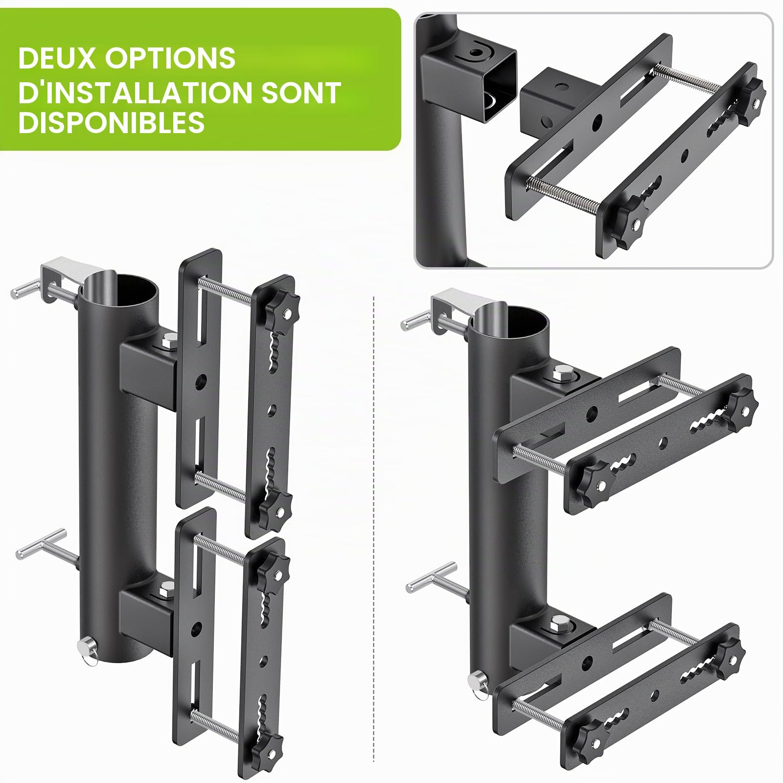 Support de Parasol Robuste, réglable pour poteaux de 2,5 à 5,1 cm, Support Vertical sécurisé et Robuste, maximise l'espace extérieur