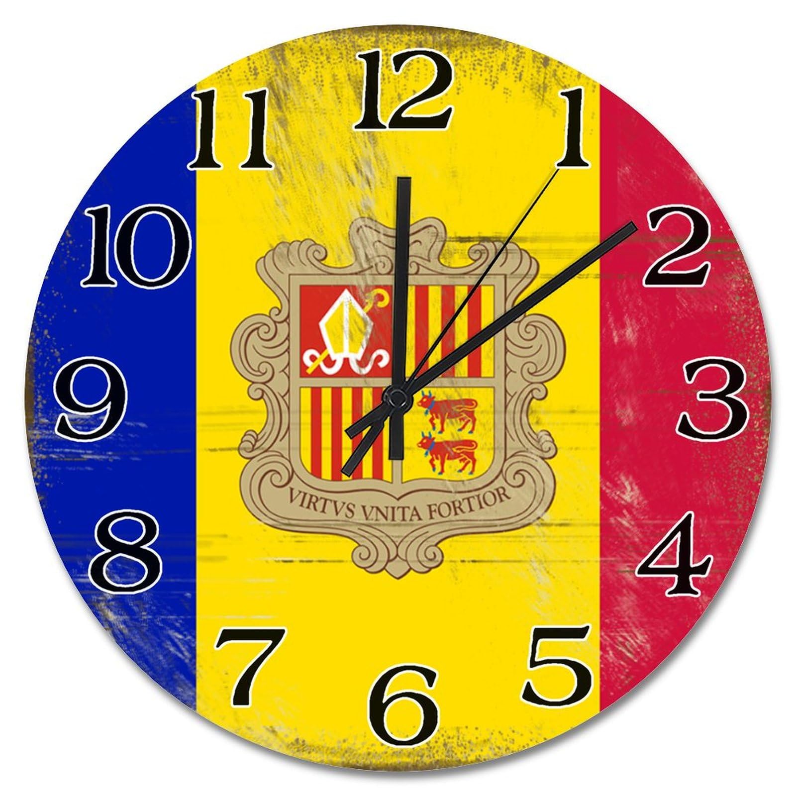 Horloge murale drapeau Andorre pour une décoration de salon chaleureuse