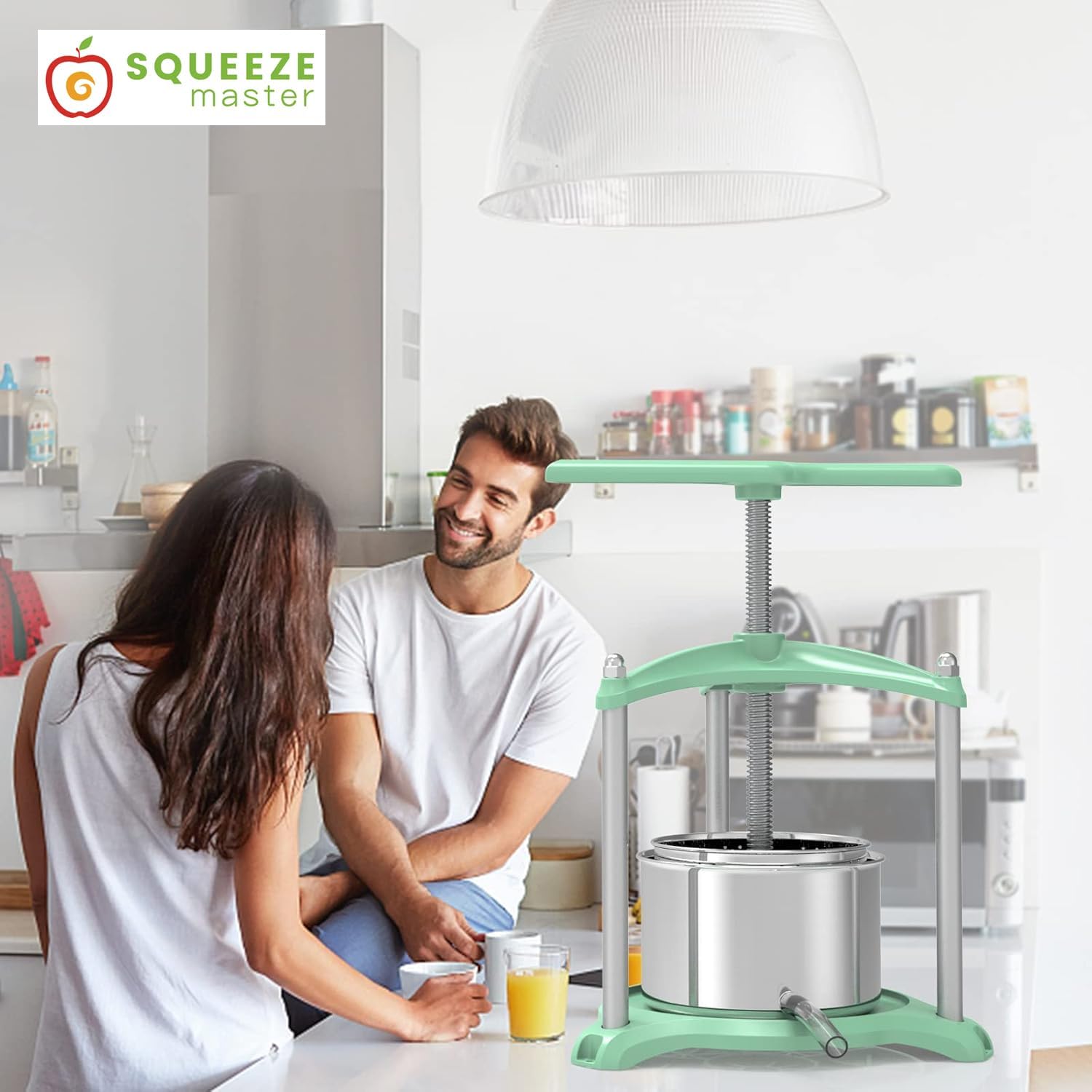 SQUEEZE master Cheese Tincture Herb Fruit Wine Manual Press-1.6Gallon/ 6 Litre with Triangular Structure & T-Handle-Stainless Steel for Juice, Cider,Wine,Olive Oil