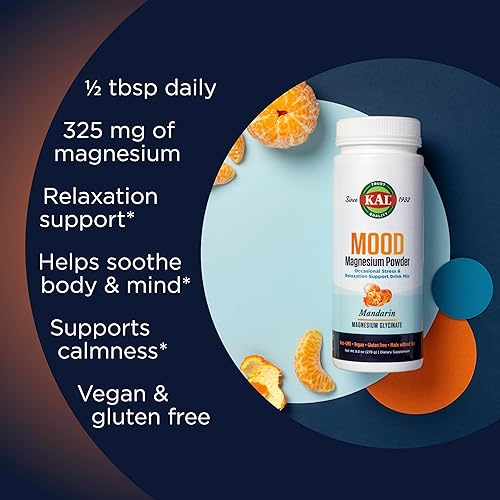 Miniatura 4 de KAL Mood Magnesio en polvo con L-teanina  Suplemento de magnesio sabor mandarina  Apoyo de relajación, alta absorción, sin azúcar añadido, vegano,