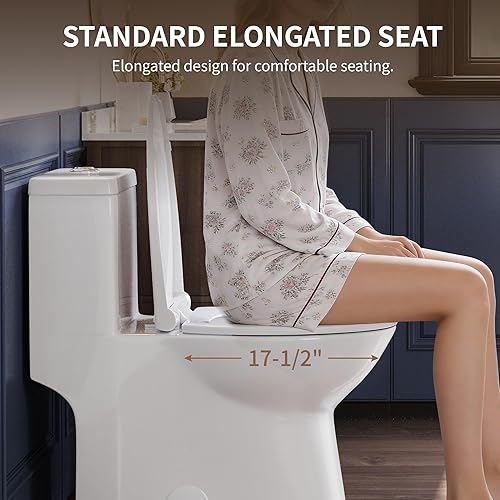 Miniatura 7 de DeerValley Symmetry - Inodoro de una pieza, doble descarga 1.11.6 GPF estándar alargado para baño, inodoros con altura de asiento cómoda (asiento