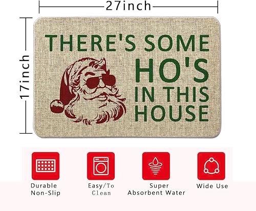 Miniatura 3 de GAGEC Tapete de Navidad para exteriores, divertido tapete de entrada, tapete de puerta de invierno, decoración de casa de campo, hogar, cocina, piso